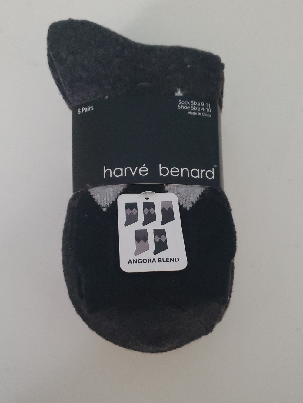 Harve Benard Black and Gray Angora Blend Men's Crew Socks Size 9-11